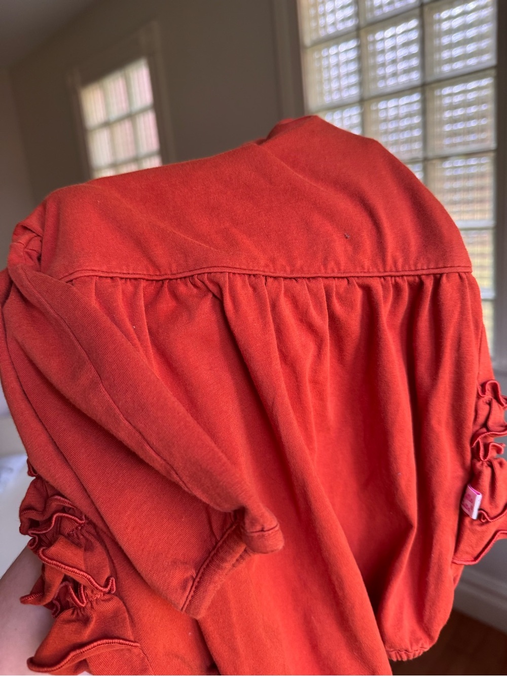Ruffle Butts Rust Orange Ruffle-Sleeve Baby One-Piece - Picture 10 of 10